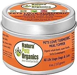 Natura Petz Organics Pets Love Turmeric Turkey Flavored Powder Immune Supplement for Dogs, 4-oz tin
