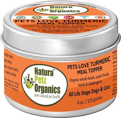 Show full view: Natura Petz Organics Pets Love Turmeric Turkey Flavored Powder Immune Supplement for Dogs, 4-oz tin slide 1 of 5