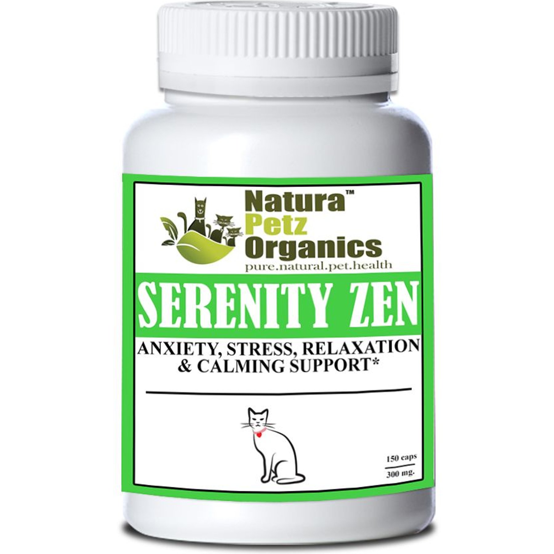 Natura Petz Organics SERENITY ZEN - Anxiety, Stress, Relaxation & Multi-Systems Calming Support* Cat Supplement, 150 count