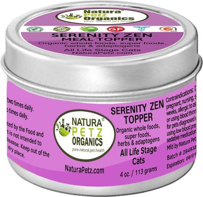 Show full view: Natura Petz Organics Serenity Zen Turkey Flavored Powder Calming Supplement for Cats, 4-oz tin slide 1 of 6