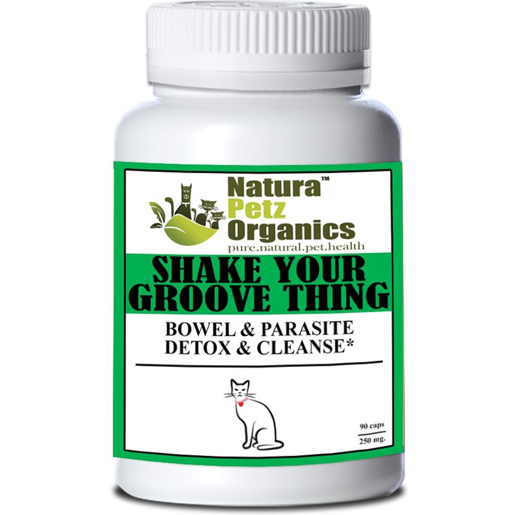 Natura Petz Organics SHAKE YOUR GROOVE THING* - Bowel & Parasite Detox & Cleanse Support* Cat Supplement, 90 count