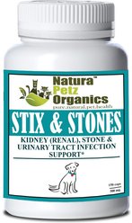 Natura Petz Organics STIX & STONES * Kidney, Urinary Tract Infection & Stone Support* Dog Supplement, 150 count