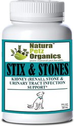 Natura Petz Organics STIX & STONES * Kidney, Urinary Tract Infection & Stone Support* Dog Supplement, 250 count