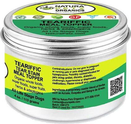 Show full view: Natura Petz Organics TEARIFFIC MEAL TOPPER* Tear Stain Support* Dog Supplement, 4-oz jar slide 5 of 6