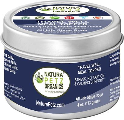 Show full view: Natura Petz Organics TRAVEL WELL MEAL TOPPER* Stress, Relaxation & Calming Support* Dog Supplement, 4-oz jar slide 1 of 6