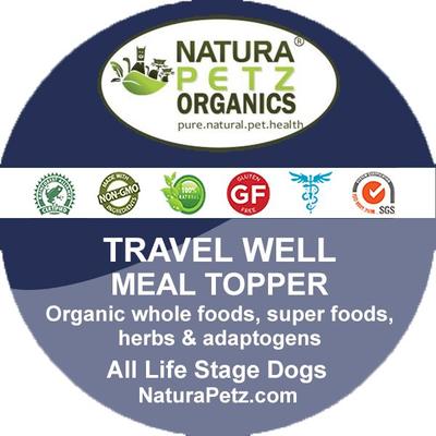 Show full view: Natura Petz Organics TRAVEL WELL MEAL TOPPER* Stress, Relaxation & Calming Support* Dog Supplement, 4-oz jar slide 3 of 6