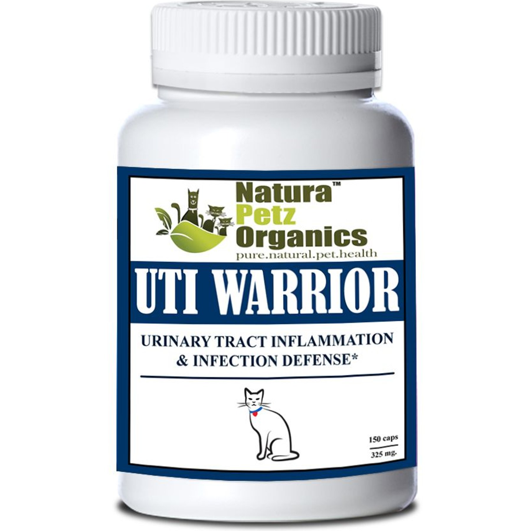 Natura Petz Organics UTI WARRIOR MAX* Chronic Urinary Tract Infection & Inflammation Support* Cat Supplement, 150 count