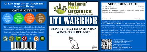 Show full view: Natura Petz Organics UTI WARRIOR MAX* Chronic Urinary Tract Infection & Inflammation Support* Cat Supplement, 150 count slide 4 of 5
