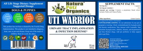 Show full view: Natura Petz Organics UTI WARRIOR MAX* Chronic Urinary Tract Infection & Inflammation Support* Dog Supplement, 250 count slide 4 of 5