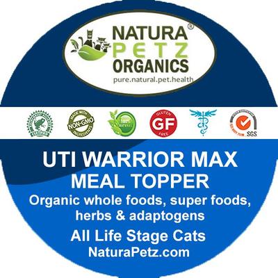 Show full view: Natura Petz Organics UTI WARRIOR MAX MEAL TOPPER* Chronic Urinary Tract Infection & Inflammation Support* Cat Supplement, 4-oz jar slide 4 of 5
