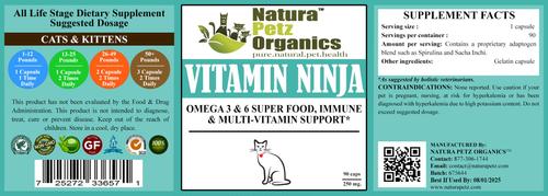 Show full view: Natura Petz Organics Vitamin Ninja Cat Supplement, 90 count slide 4 of 4