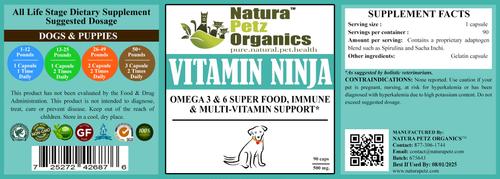 Show full view: Natura Petz Organics Vitamin Ninja Dog Supplement, 90 count slide 4 of 4