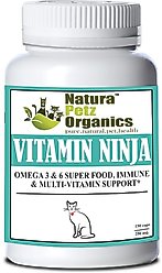 Natura Petz Organics VITAMIN NINJA - OMEGA 3 & 6, Super Food, Immune & Multi-Vitamin Support Cat Supplement, 150 count