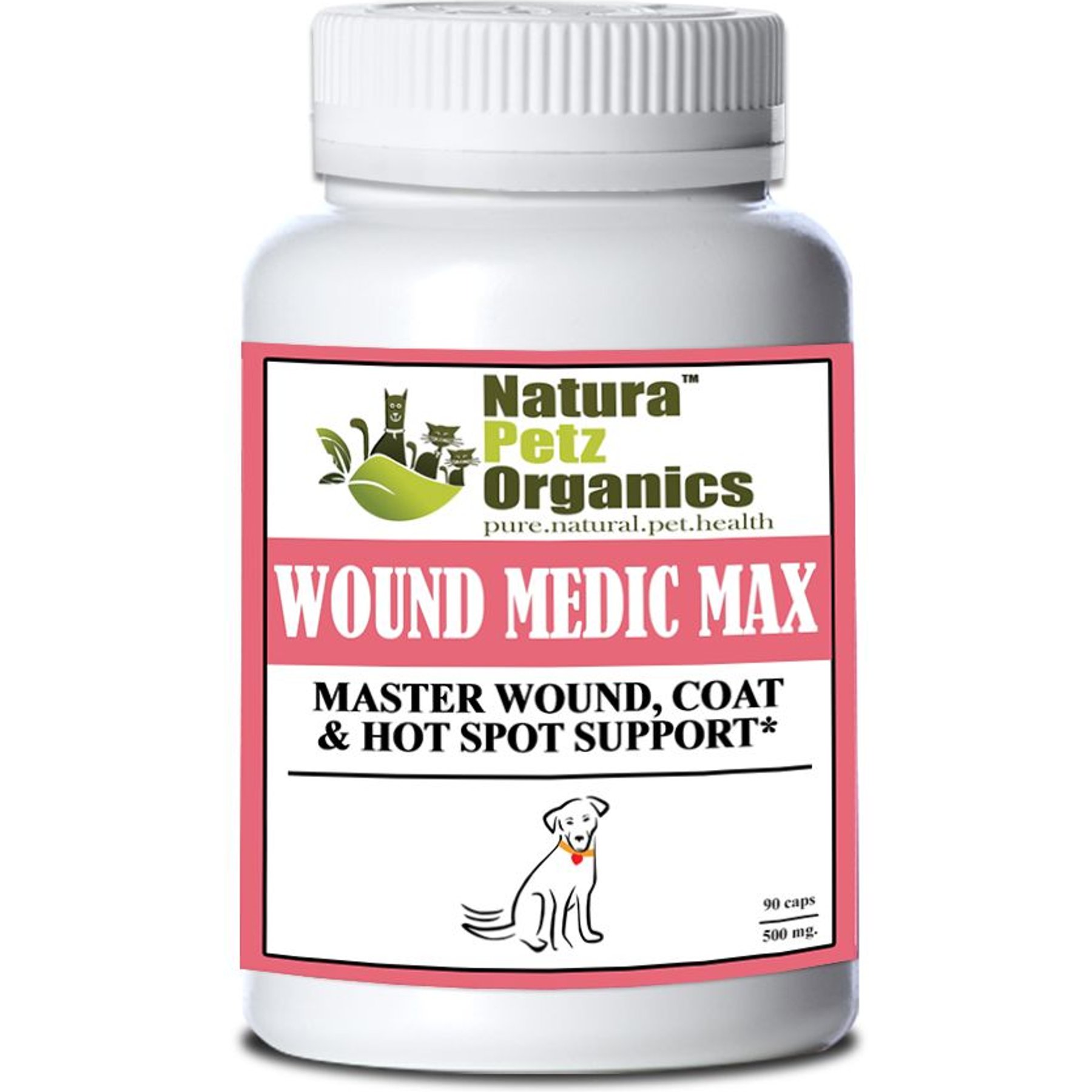 Natura Petz Organics WOUND MEDIC MAX* Master Wound Skin & Coat Support* Dog Supplement, 90 count