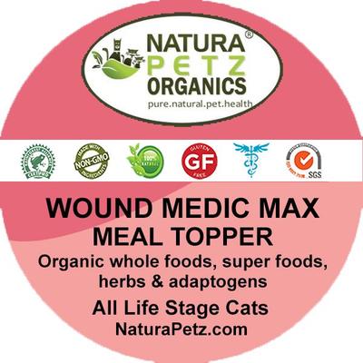 Show full view: Natura Petz Organics WOUND MEDIC MAX MEAL TOPPER* Master Wound, Skin & Coat Support* Cat Supplement, 4-oz jar slide 4 of 6