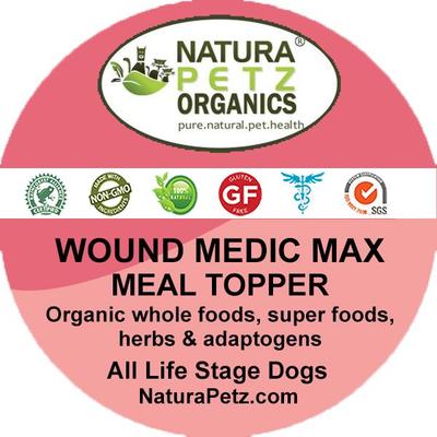 Show full view: Natura Petz Organics WOUND MEDIC MAX MEAL TOPPER* Master Wound, Skin & Coat Support* Dog Supplement, 4-oz jar slide 4 of 5