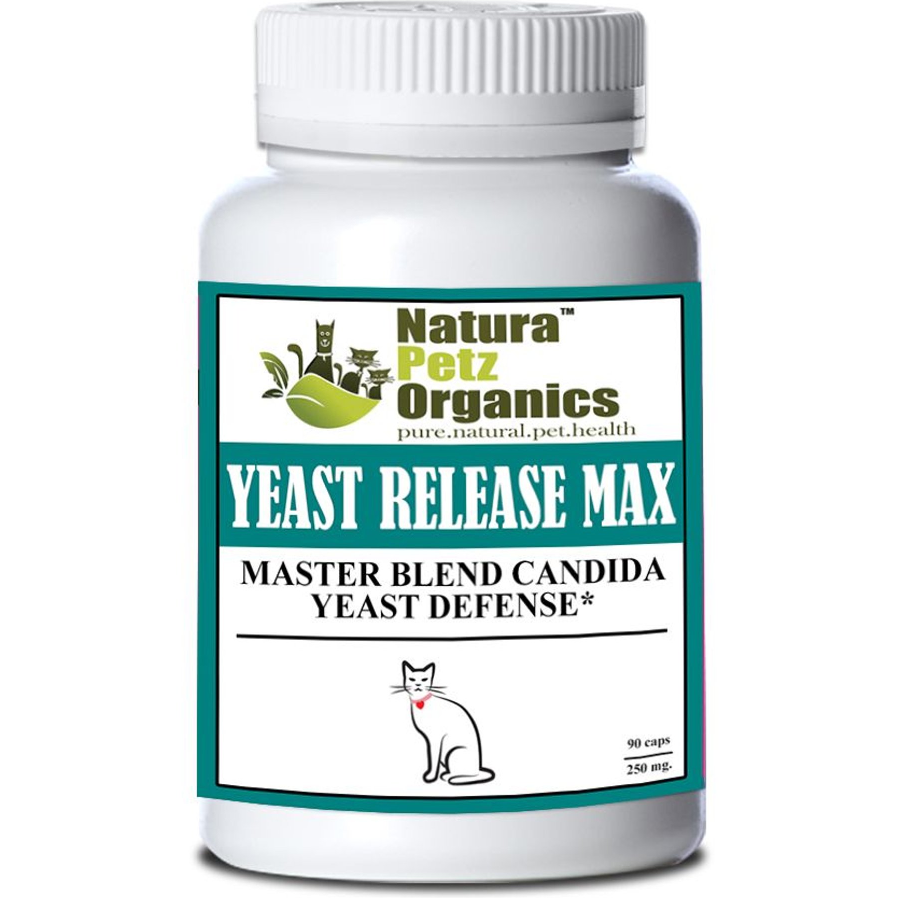 Natura Petz Organics YEAST RELEASE MAX * Master Blend Candida Yeast Defense Support* Cat Supplement, 90 count