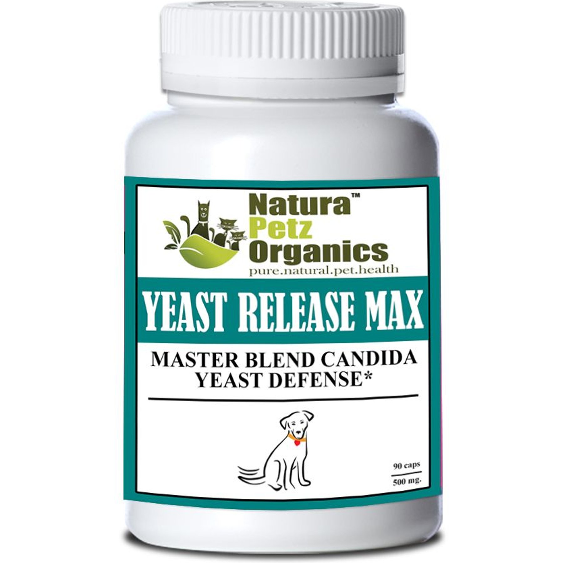 Natura Petz Organics YEAST RELEASE MAX * Master Blend Candida Yeast Defense Support* Dog Supplement, 90 count