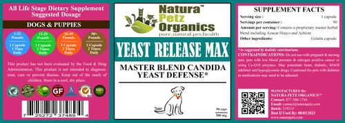 Show full view: Natura Petz Organics YEAST RELEASE MAX * Master Blend Candida Yeast Defense Support* Dog Supplement, 90 count slide 4 of 5