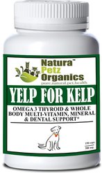Natura Petz Organics YELP FOR KELP - Omega 3 & 6 Thyroid & Whole Body Multi-Mineral, Vitamin & Dental Support* Dog Supplement, 150 count