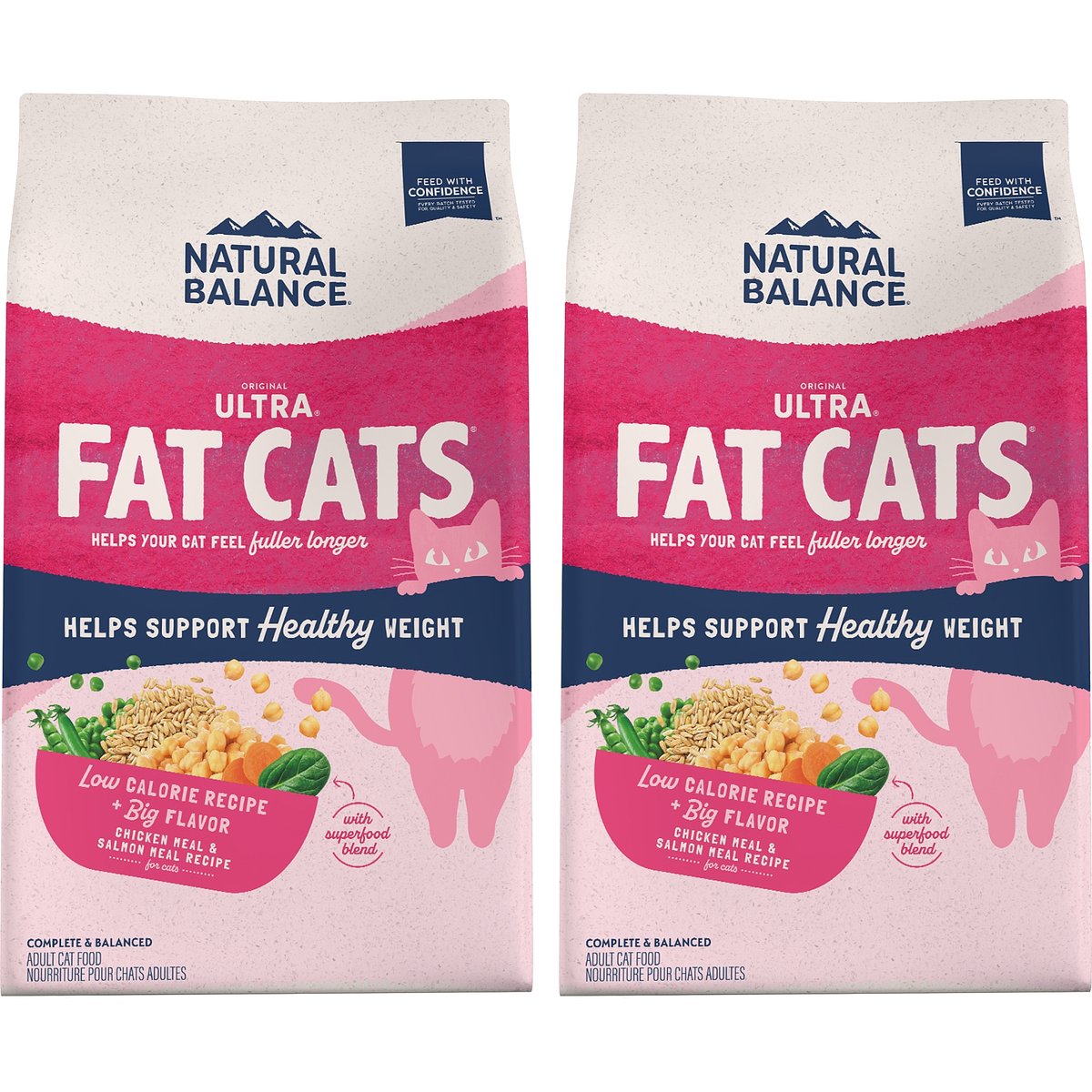 Natural Balance Original Ultra Fat Cats Low Calorie Weight Management Chicken Meal, Salmon Meal, Garbanzo Beans, Peas & Oatmeal Dry Cat Food, 30-lb bundle
