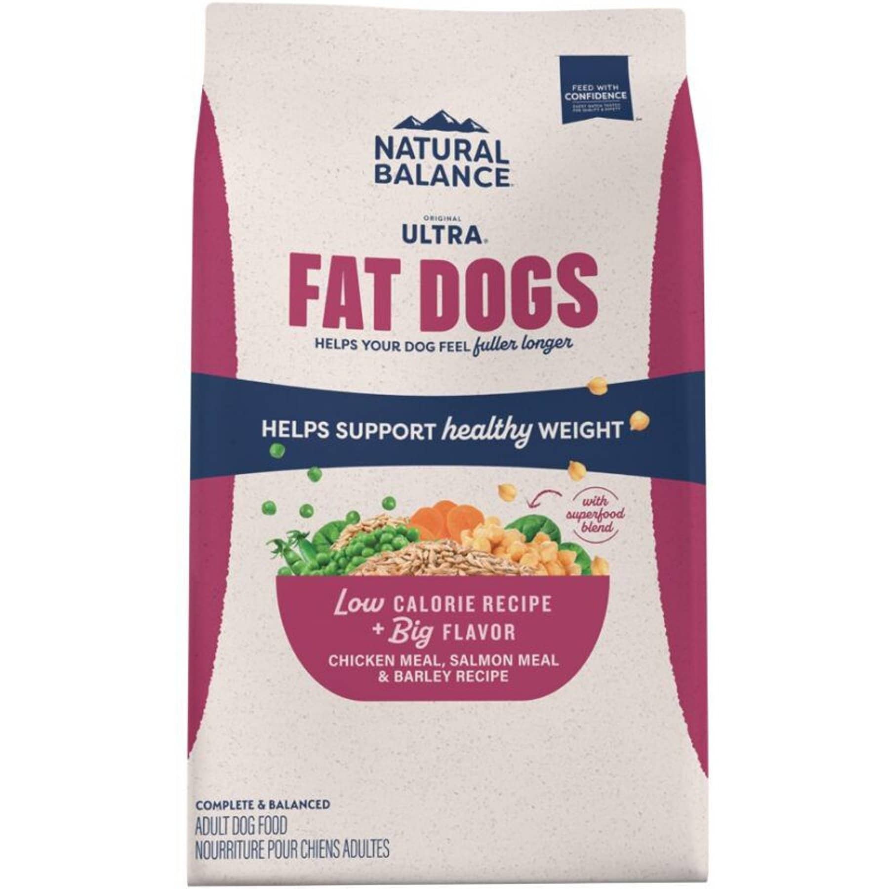 Natural Balance Fat Dogs Chicken & Salmon Formula Low Calorie Dry Dog Food, 24-lb bag