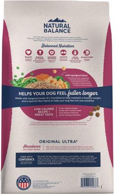Show full view: Natural Balance Fat Dogs Chicken & Salmon Formula Low Calorie Dry Dog Food, 4-lb bag slide 4 of 10