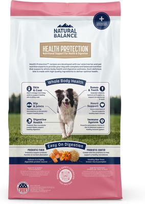 Show full view: Natural Balance Health Protection Adult Real Salmon, Brown Rice & Pumpkin Dry Dog Food, 22-lb bag slide 3 of 12