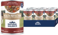 Natural Balance Health Protection Beef, Pumpkin & Brown Rice Stew Wet Dog Food, 12.5-oz can, case of 6