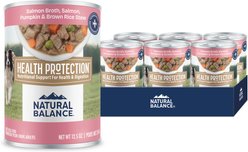 Natural Balance Health Protection Salmon Broth, Salmon, Pumpkin & Brown Rice Stew Wet Dog Food, 12.5-oz can, case of 6