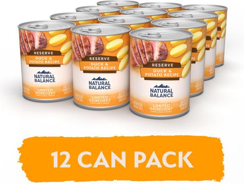 Show full view: Natural Balance L.I.D. Limited Ingredient Diets Duck & Potato Formula Grain-Free Canned Dog Food, 13.2-oz, case of 12 slide 5 of 11