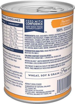 Show full view: Natural Balance L.I.D. Limited Ingredient Diets Duck & Potato Formula Grain-Free Canned Dog Food, 13.2-oz can, bundle of 24  slide 4 of 11