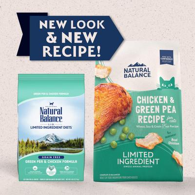 Show full view: Natural Balance L.I.D. Limited Ingredient Diets Green Pea & Chicken Formula Grain-Free Dry Cat Food, 4-lb bag slide 3 of 11