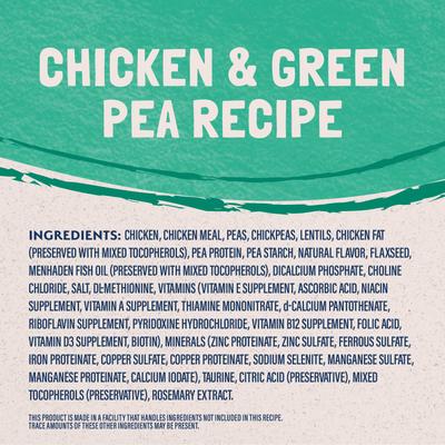 Show full view: Natural Balance L.I.D. Limited Ingredient Diets Green Pea & Chicken Formula Grain-Free Dry Cat Food, 4-lb bag slide 6 of 11