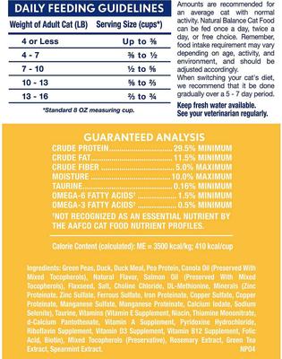 Show full view: Natural Balance L.I.D. Limited Ingredient Diets Green Pea & Duck Formula Grain-Free Dry Cat Food, 20-lb bundle  slide 4 of 7