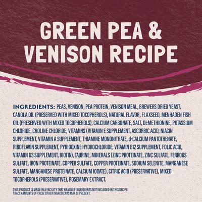 Show full view: Natural Balance L.I.D. Limited Ingredient Diets Green Pea & Venison Grain-Free Dry Cat Food, 4-lb bag slide 6 of 11