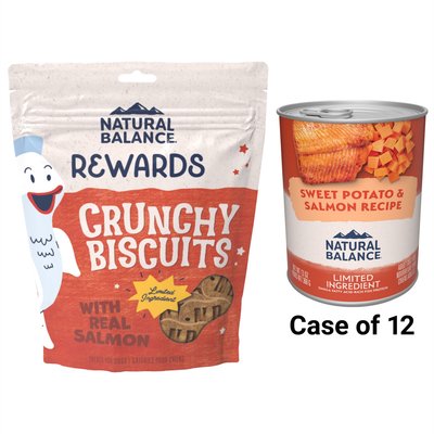 Natural Balance Natural Balance L.I.D. Limited Ingredient Diets Sweet Potato & Fish Formula Grain-Free Canned Dog Food, 13-oz, case of 12 + Natural Balance L.I.T. Limited Ingredient Grain-Free Treats Sweet Potato & Fish Formula Dog Treats, Regular, 14-oz bag