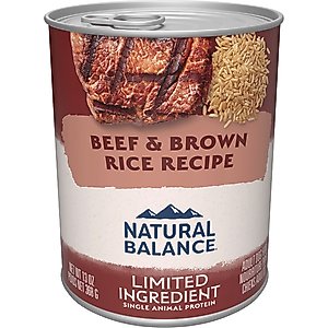 Natural Balance Limited Ingredient Beef & Brown Rice Recipe Canned Dog Food, 13-oz can, case of 12