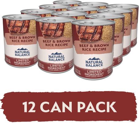 Show full view: Natural Balance Limited Ingredient Beef & Brown Rice Recipe Canned Dog Food, 13-oz can, case of 12 slide 5 of 11