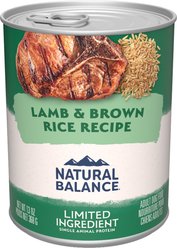 Natural Balance Limited Ingredient Lamb & Brown Rice Recipe Wet Dog Food, 13-oz can, case of 12