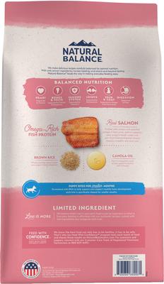Show full view: Natural Balance Limited Ingredient Salmon & Brown Rice Puppy Recipe Dry Dog Food, 24-lb bag slide 3 of 10