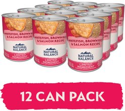 Natural Balance Limited Ingredient Whitefish, Rice, & Salmon Recipe Canned Dog, 13-oz can, case of 12 slide 2 of 9