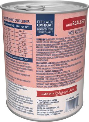 Show full view: Natural Balance Original Ultra Beef Recipe Wet Dog Food, 13-oz can, case of 12 slide 4 of 11