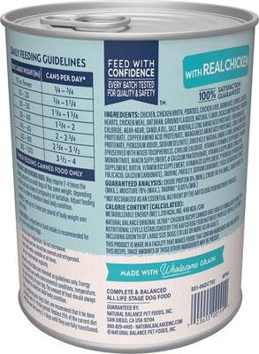 Show full view: Natural Balance Original Ultra Chicken Recipe Wet Dog Food, 13-oz can, case of 12 slide 4 of 11