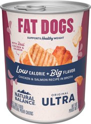 Natural Balance Original Ultra Fat Dogs Chicken & Salmon Recipe in Broth Wet Dog Food, 13-oz can, case of 12