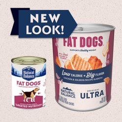 Natural Balance Original Ultra Fat Dogs Chicken & Salmon Recipe in Broth Wet Dog Food, 13-oz can, case of 12 slide 2 of 9
