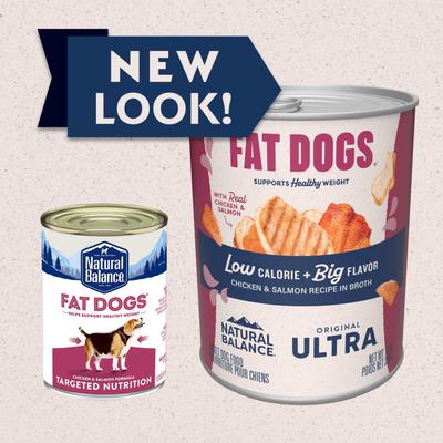 Show full view: Natural Balance Original Ultra Fat Dogs Chicken & Salmon Recipe in Broth Wet Dog Food, 13-oz can, case of 12 slide 3 of 11