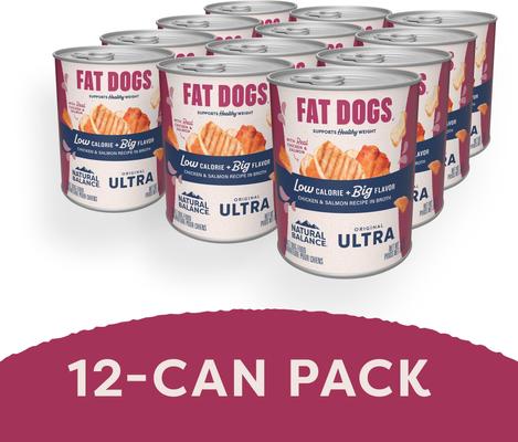 Show full view: Natural Balance Original Ultra Fat Dogs Chicken & Salmon Recipe in Broth Wet Dog Food, 13-oz can, case of 12 slide 5 of 11