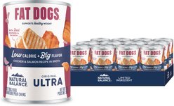 Natural Balance Original Ultra Fat Dogs Low Calorie Weight Management Chicken & Salmon Recipe in Broth Wet Dog Food, 13-oz can, case of 12