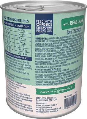 Show full view: Natural Balance Original Ultra Lamb Recipe Wet Dog Food, 13-oz can, case of 12 slide 4 of 11